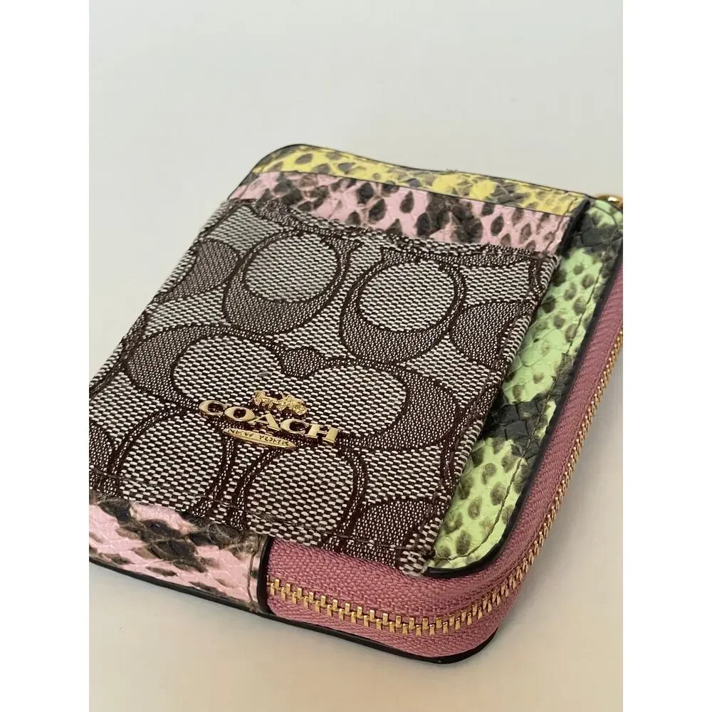 Coach CEC52 Zip Card Case Signature Jacquard ID Wallet Chain Strap